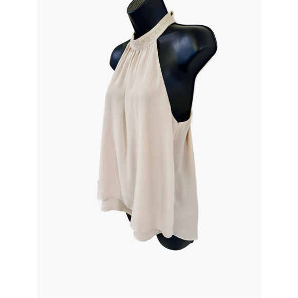 Forever 21 Beaded Halter Cream Blouse Relaxed Fit Small Top - Picture 6 of 10